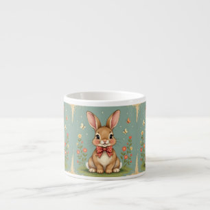 Cute adorable brown bunny with bow tie espresso cup
