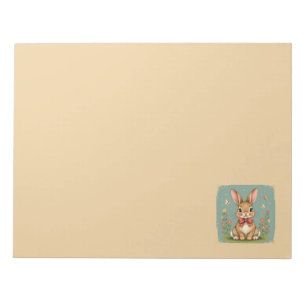 Cute adorable brown bunny with bow tie notepad