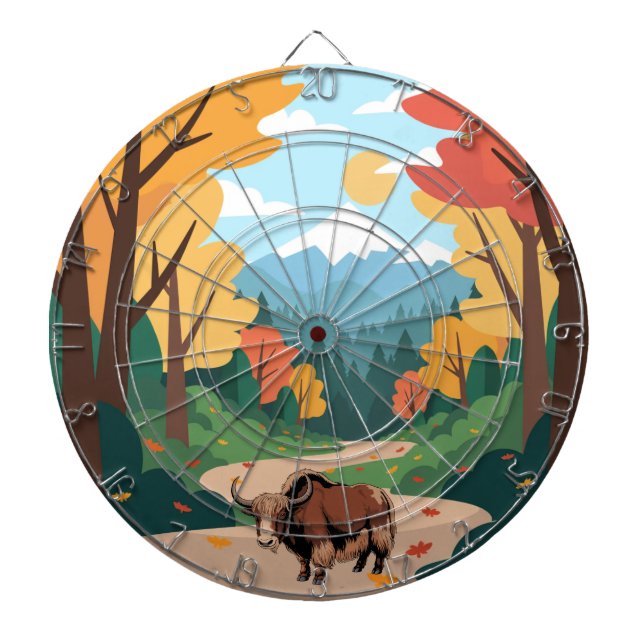 Cute & adorable brown yak dartboard (Front)