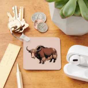 Cute & adorable brown Yak Key Ring