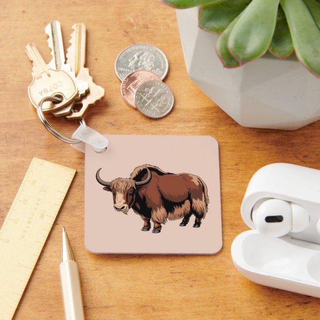 Cute & adorable brown Yak  Key Ring (Desk)