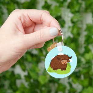 Cute & adorable brown Yak Key Ring