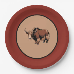 Cute & adorable brown Yak  Paper Plate