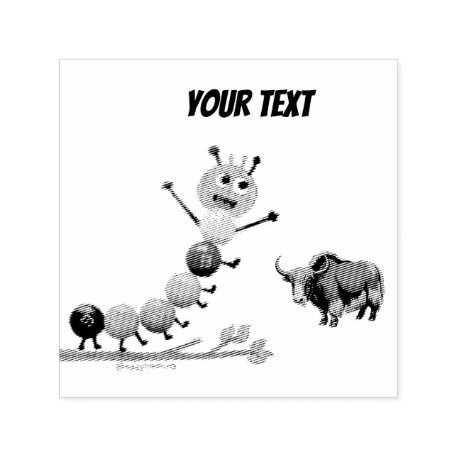 Cute & adorable brown Yak  Self-inking Stamp (Design)