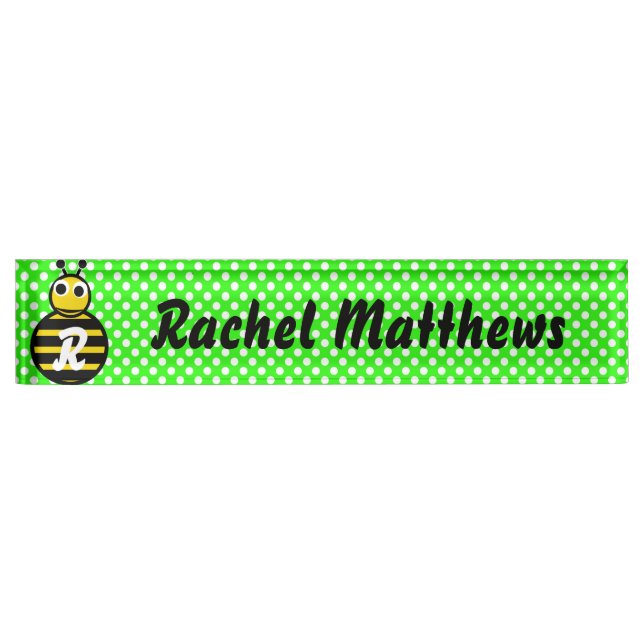 Cute Adorable Bumble Bee Monogram Nameplate (Front)