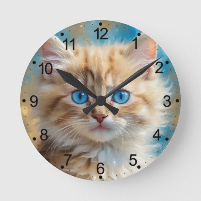 Cute Adorable Cat-37823 Round Clock (Front)