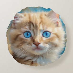 Cute Adorable Cat-37823 Round Cushion