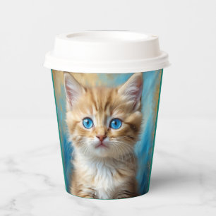 Cute Adorable Cat Portrait Paper Cups