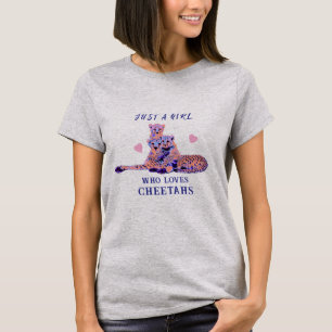 cute adorable Cheetah mum cub peach purple pastel T-Shirt