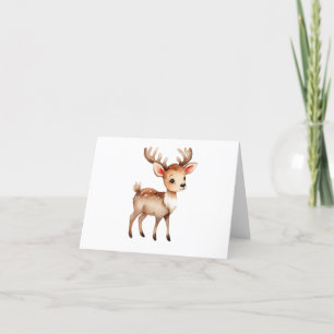 Cute Adorable Christmas Holiday Reindeer 5 Card
