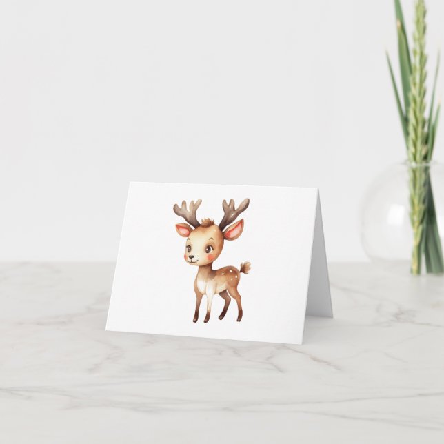 Cute Adorable Christmas Holiday Reindeer 6 BLANK  (Front)