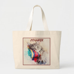 Cute Adorable Close-up Cat Picture Large Tote Bag