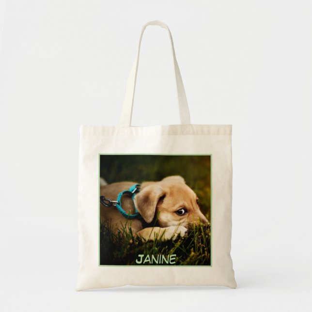 Cute Adorable Close-up Dog Print Tote Bag (Front)