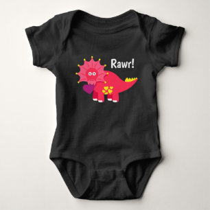 Cute Adorable Dinosaur Rawr! with hearts Baby Bodysuit