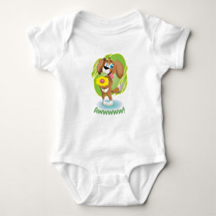 Cute Adorable Dog and Chick Graphic Baby Bodysuit