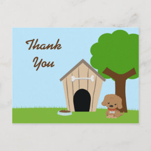 Cute adorable doggie house thank you postcard