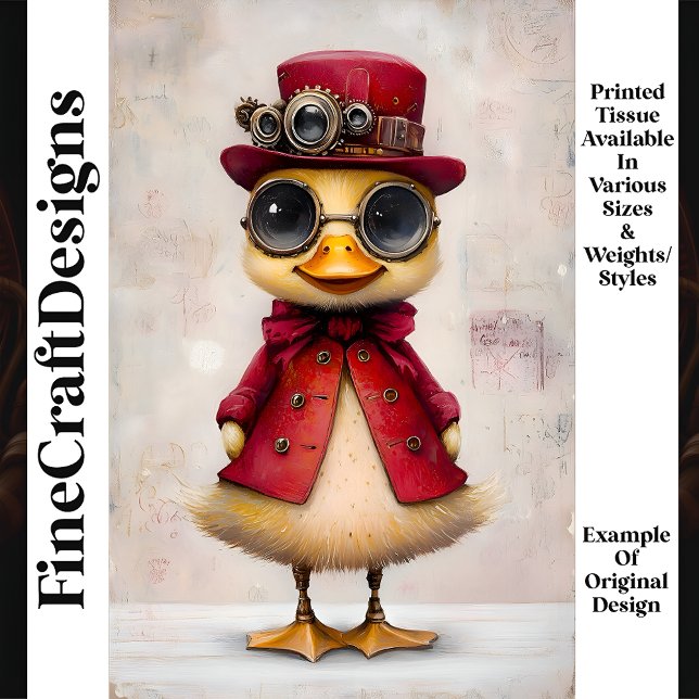 Cute Adorable Duckling In Coat & Hat L6 Decoupage Tissue Paper (Creator Uploaded)