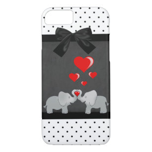 Cute Adorable Elephants,Polka Dots,Black Bow Case-Mate iPhone Case