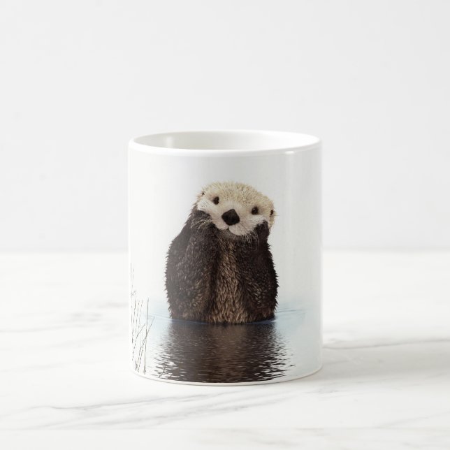 Cute Adorable Fluffy Otter Animal Coffee Mug (Center)