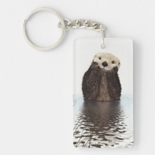 Cute Adorable Fluffy Otter Animal Key Ring