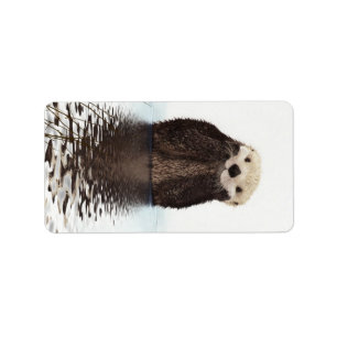 Cute Adorable Fluffy Otter Animal Label