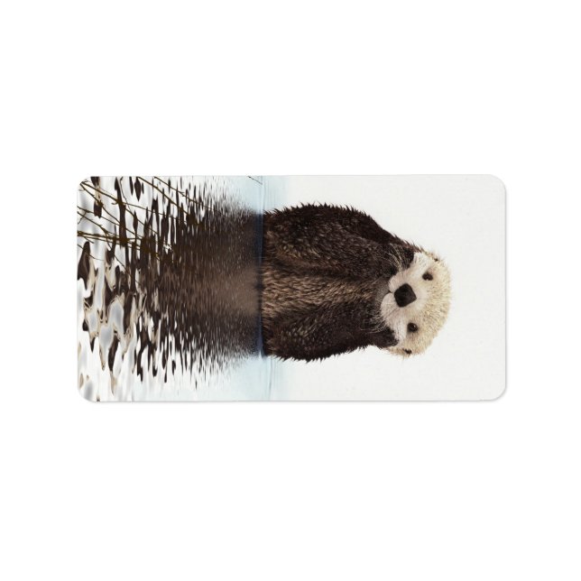 Cute Adorable Fluffy Otter Animal Label (Front)