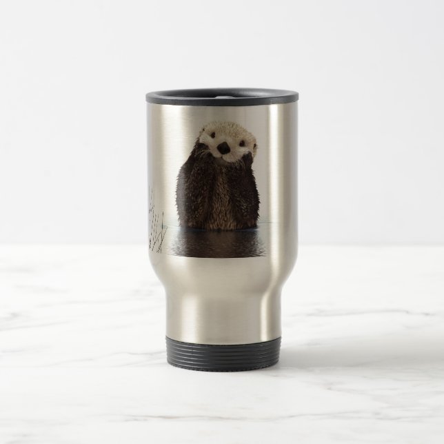 Cute Adorable Fluffy Otter Animal Travel Mug (Center)