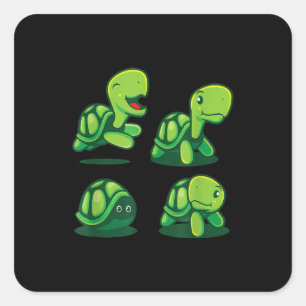 Cute Adorable Green Turtle Funny Turtle Tortoise Square Sticker
