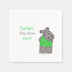 Cute Adorable Hippo / Green Dress Napkin