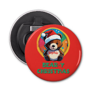 Cute Adorable Kawaii Chibi Bear-y Christmas Bear Bottle Opener
