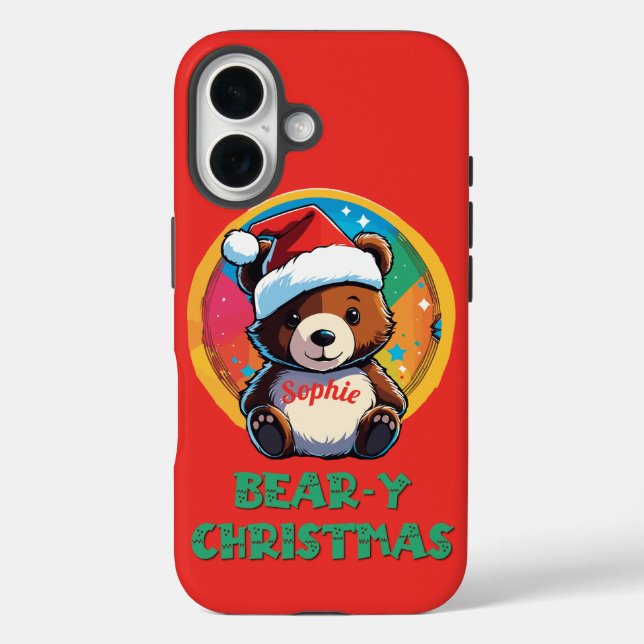 Cute Adorable Kawaii Chibi Bear-y Christmas Bear Case-Mate iPhone Case (Back)