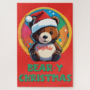 Cute Adorable Kawaii Chibi Bear-y Christmas Bear Jigsaw Puzzle