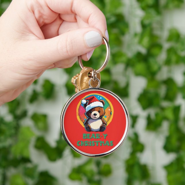 Cute Adorable Kawaii Chibi Bear-y Christmas Bear Key Ring (Hand)