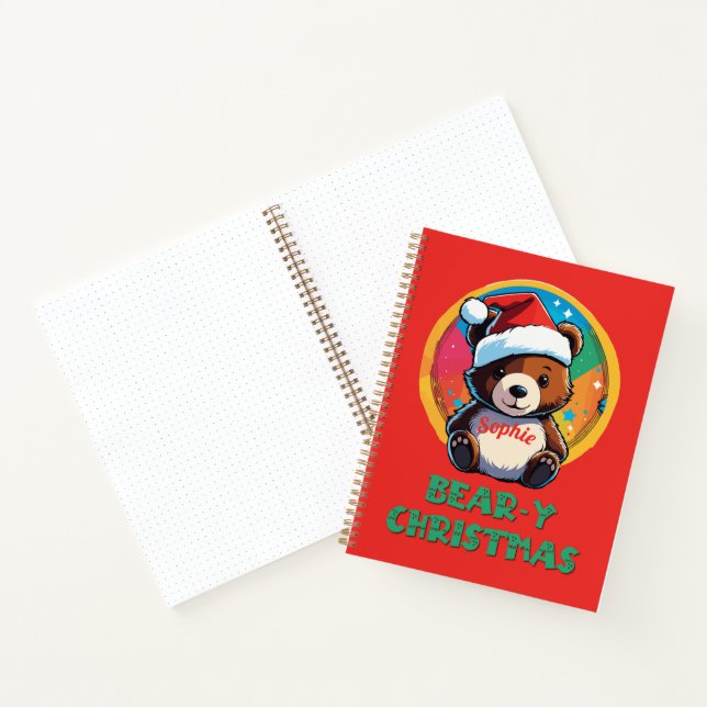 Cute Adorable Kawaii Chibi Bear-y Christmas Bear Notebook (Inside)