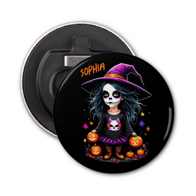 Cute Adorable Kawaii Halloween Witch Bottle Opener (Front)