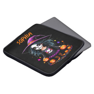Cute Adorable Kawaii Halloween Witch Laptop Sleeve