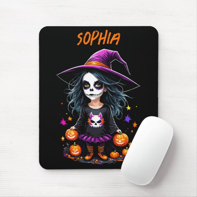 Cute Adorable Kawaii Halloween Witch Mouse Pad (With Mouse)