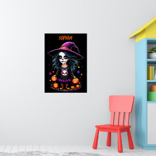 Cute Adorable Kawaii Halloween Witch Poster