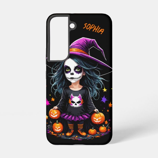 Cute Adorable Kawaii Halloween Witch Samsung Galaxy S22 Case (Back)