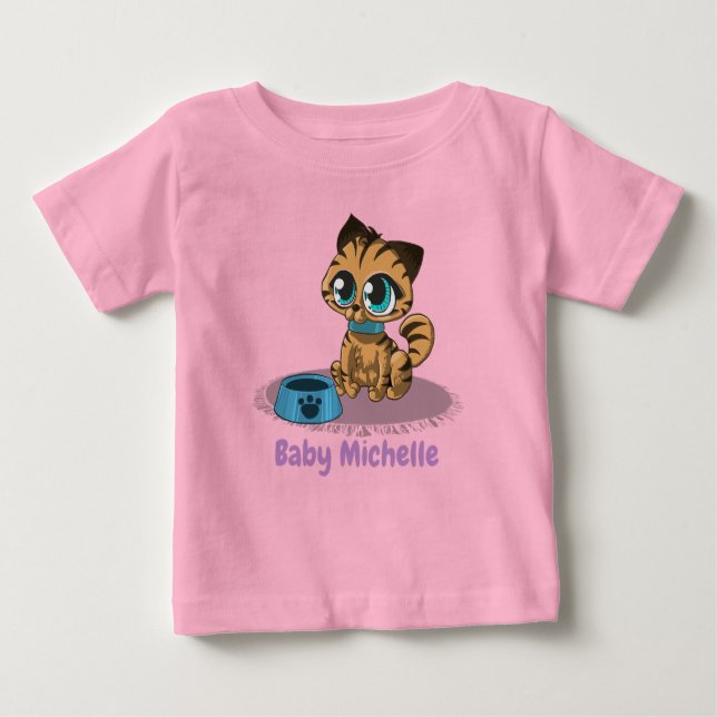 Cute Adorable Kitten and Panda Cub Graphic Baby T-Shirt (Front)