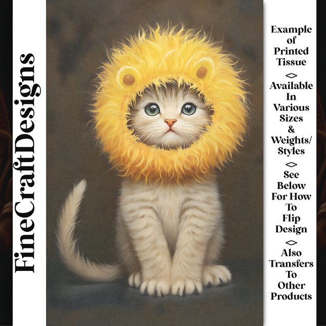 Cute Adorable Kitten + Lion Mane AK5 Decoupage Tissue Paper (Creator Uploaded)