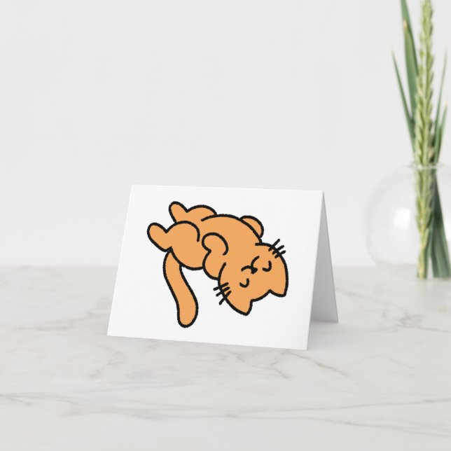 Cute Adorable Lazy Orange Cat PERSONALIZED Card (Front)