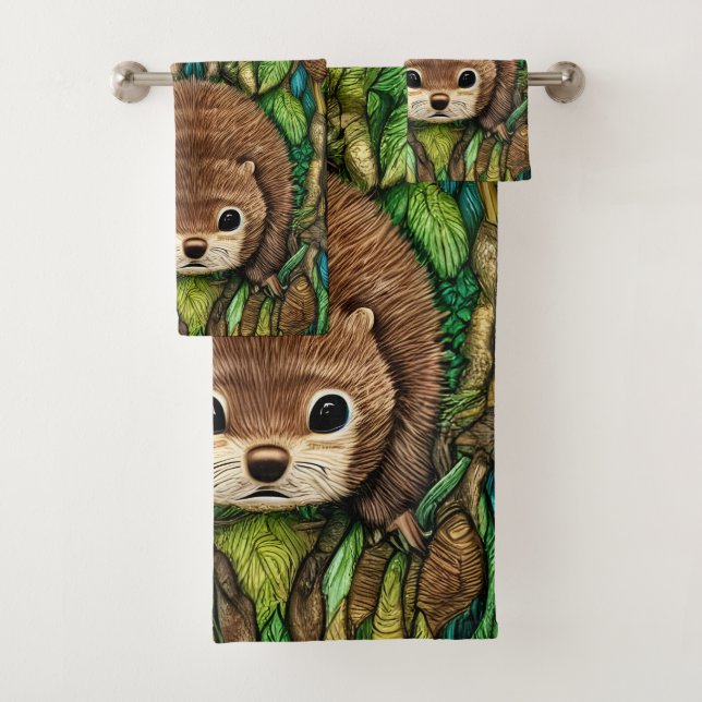 Cute Adorable Little Baby Beaver Bath Towel Set (Insitu)