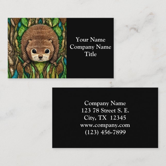 Cute Adorable Little Baby Beaver Business Card (Front/Back)