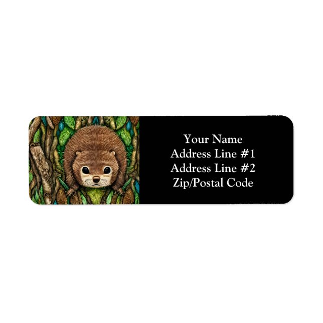 Cute Adorable Little Baby Beaver Return Address Label (Front)
