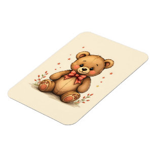 Cute adorable little brown bear with tie magnet