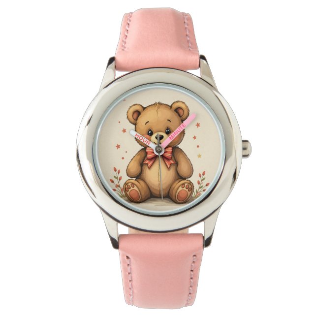Cute adorable little brown bear with tie watch (Front)