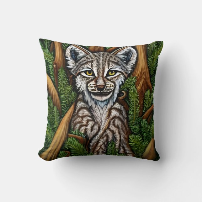 Cute Adorable Little Lynx Kitten Cushion (Front)