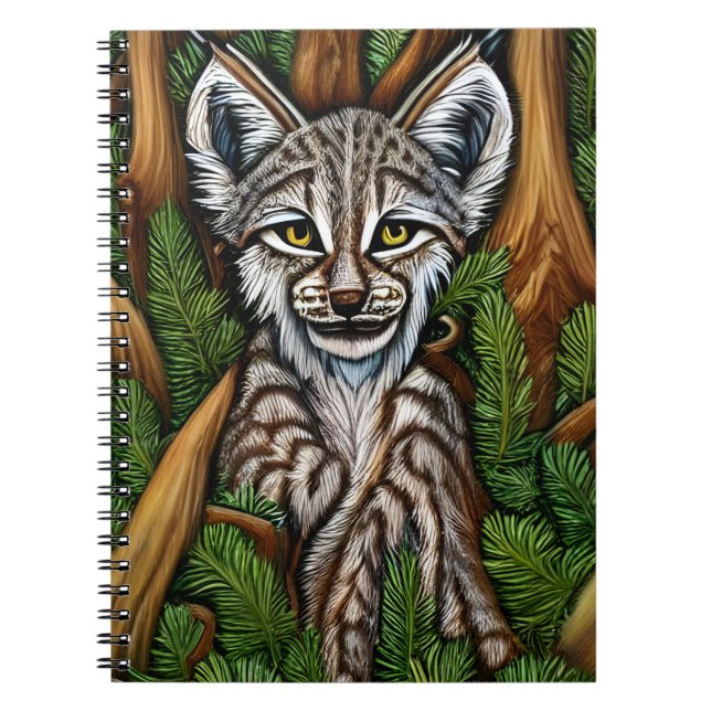 Cute Adorable Little Lynx Kitten Notebook (Front)