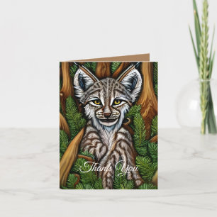 Cute Adorable Little Lynx Kitten Thank You Card